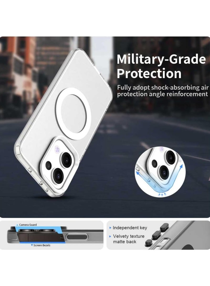 Frosted magnetic case compatible with OPPO Reno 13 5G, support wireless charging, OPPO Reno 13 Quad airbag drop-proof transparent case - Image 2
