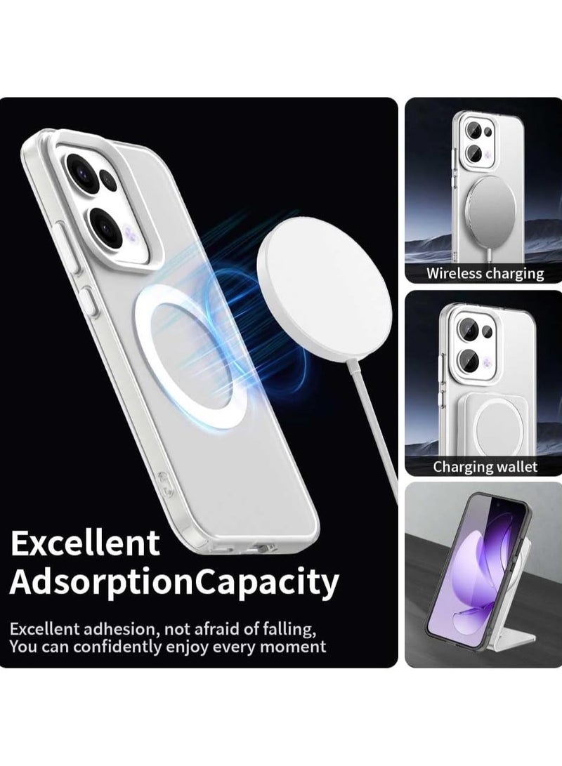 Frosted magnetic case compatible with OPPO Reno 13 5G, support wireless charging, OPPO Reno 13 Quad airbag drop-proof transparent case - Image 3
