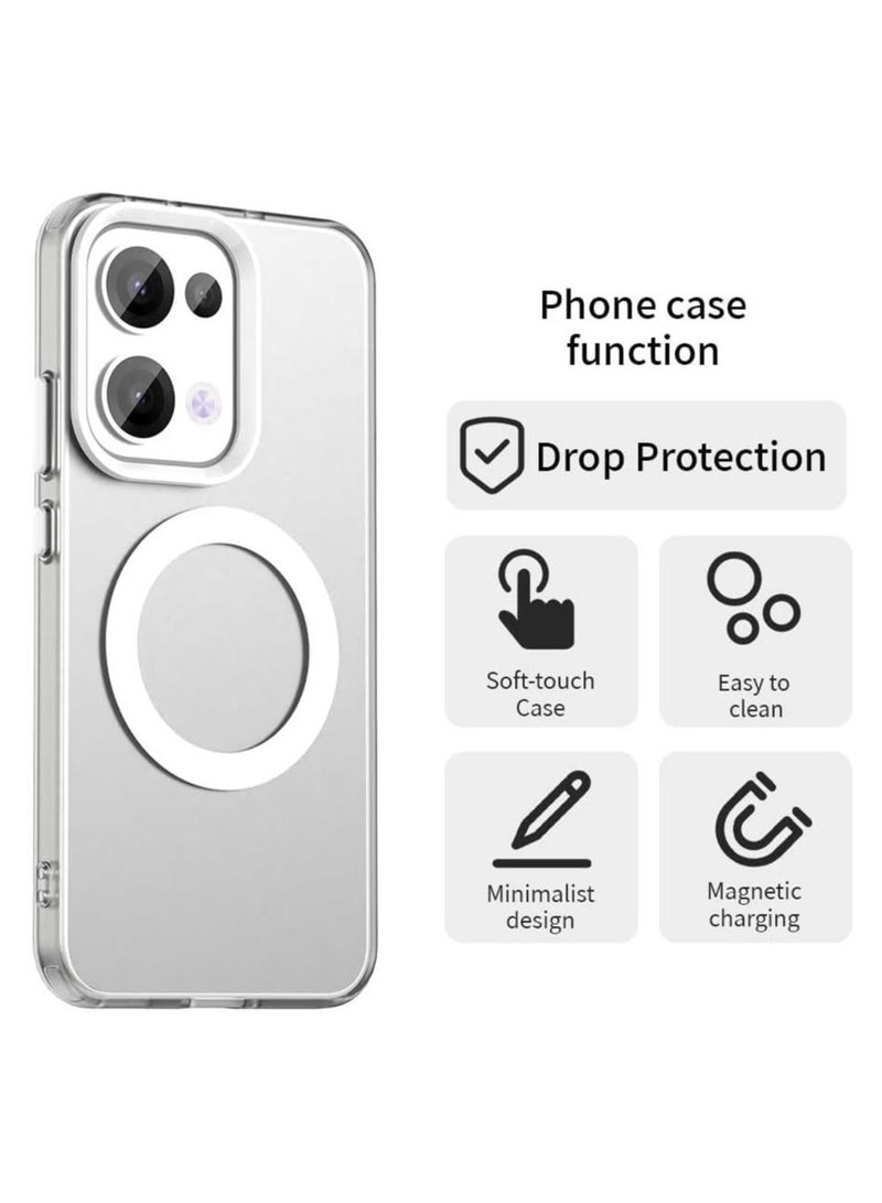 Frosted magnetic case compatible with OPPO Reno 13 5G, support wireless charging, OPPO Reno 13 Quad airbag drop-proof transparent case - Image 4