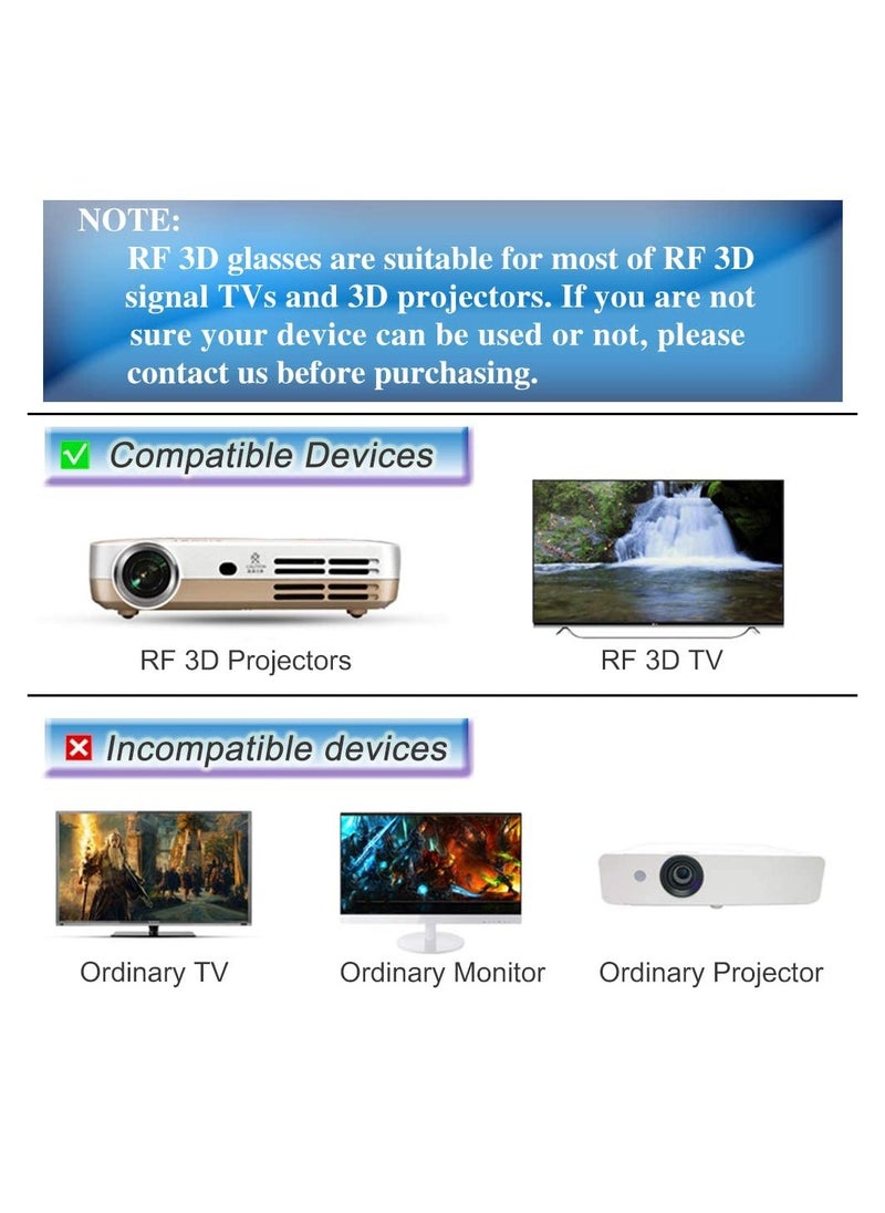 Generic - Rechargeable RF 3D Glasses by DELFINO, Compatible with Sony, Epson, Toshiba, Sharp - Works with TDG-BT500A, SSG-5100GB, AN3DG40 Models. - Image 1