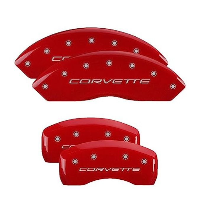 MGP Caliper Covers Brake Caliper Covers 1997-2004 Chevrolet Corvette C5 Front And Rear Set Corvette C5 Logo Red - Image 1
