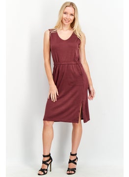 Splendid Women Textured V Neck Midi Dress, Currant  - Image 1