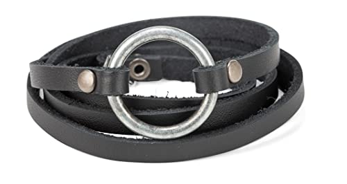 SPUNKYsoul 5 Wrap Leather Circle Bracelet - Boho-Inspired Distressed Leather Bracelet for Women, Unique Jewelry with Symbolic Circle, Ideal for Everyday Wear & Gifting (Women's Black) - Image 5