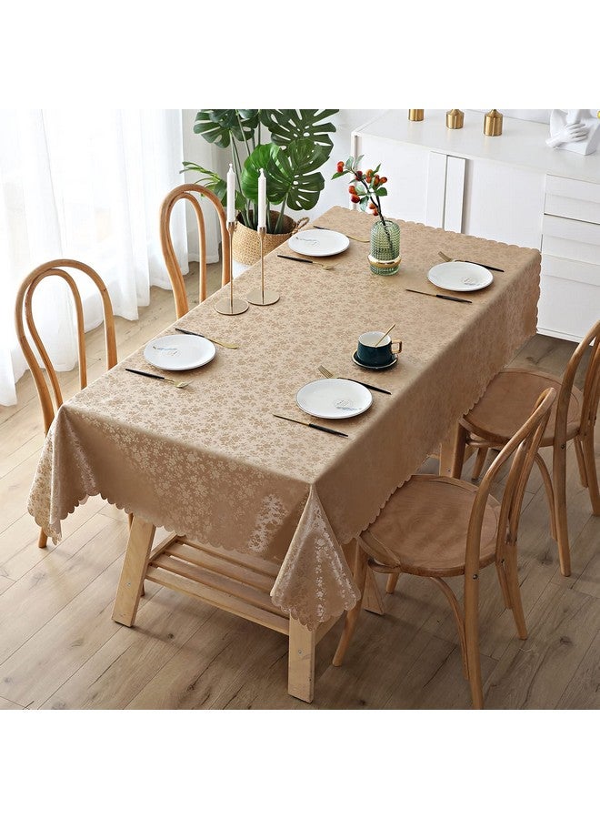 Smiry Rectangle Table Cloth, Waterproof Heavy Duty Vinyl Tablecloths, Wipeable Washable Table Cover for Kitchen and Dining Room (Brown, 60" X 84") - Image 2