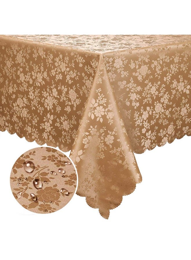 Smiry Rectangle Table Cloth, Waterproof Heavy Duty Vinyl Tablecloths, Wipeable Washable Table Cover for Kitchen and Dining Room (Brown, 60" X 84") - Image 1