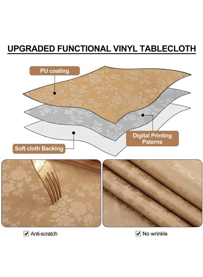 Smiry Rectangle Table Cloth, Waterproof Heavy Duty Vinyl Tablecloths, Wipeable Washable Table Cover for Kitchen and Dining Room (Brown, 60" X 84") - Image 3
