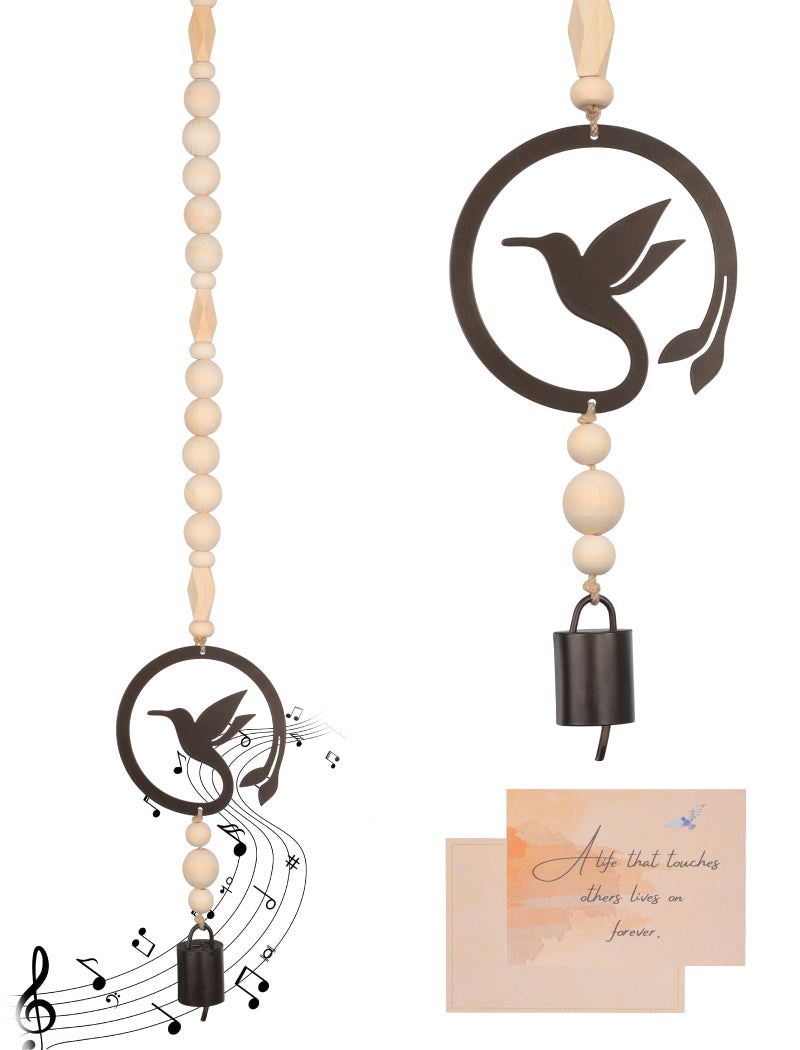 Mooncraftlogy Hummingbird Wind Chimes for Loss of Loved One, Unique Memorial Windchime Sympathy Bereavement Bell Ornament Gift for Lost Mother Father Friends Women, Boho Home Decor for Window Porch - Image 1