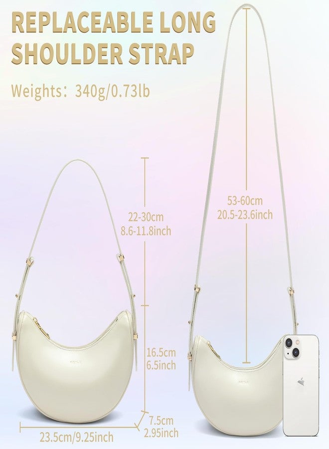 Keyli Shoulder Bag for Women Waterproof Leather Crescent Crossbody Bags for Girl Fashionable Casual Hobo Purses Designer polene Bags Soft Cute Shoulder Purse with Adjustable Strap Khaki - Image 3