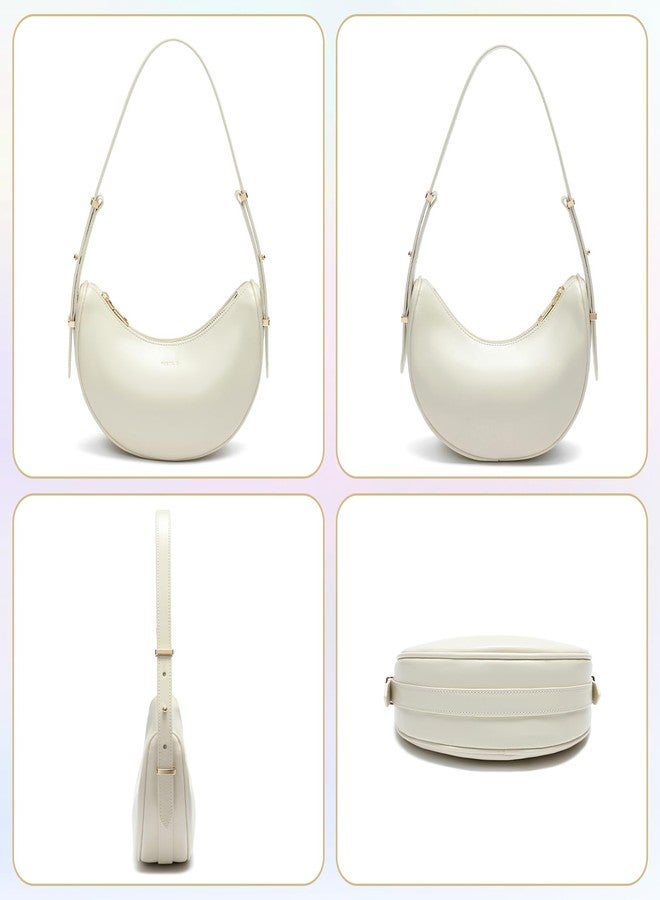 Keyli Shoulder Bag for Women Waterproof Leather Crescent Crossbody Bags for Girl Fashionable Casual Hobo Purses Designer polene Bags Soft Cute Shoulder Purse with Adjustable Strap Khaki - Image 5