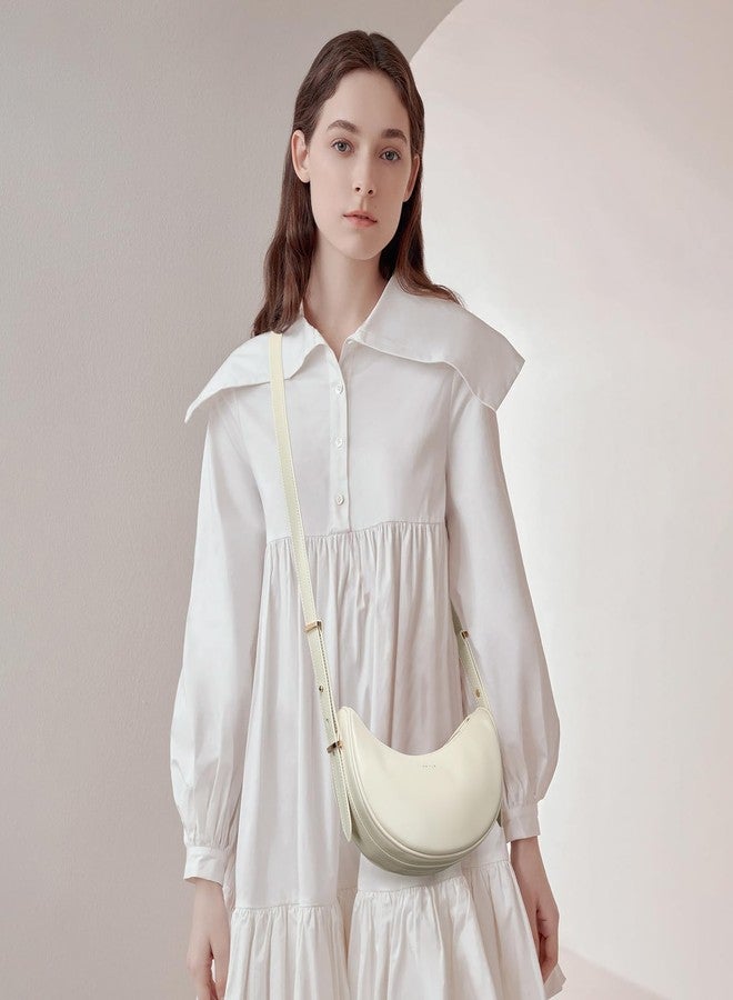 Keyli Shoulder Bag for Women Waterproof Leather Crescent Crossbody Bags for Girl Fashionable Casual Hobo Purses Designer polene Bags Soft Cute Shoulder Purse with Adjustable Strap Khaki - Image 4