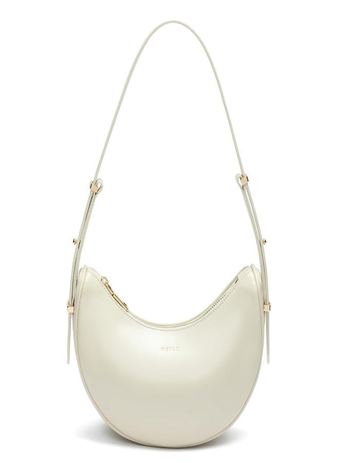 Keyli Shoulder Bag for Women Waterproof Leather Crescent Crossbody Bags for Girl Fashionable Casual Hobo Purses Designer polene Bags Soft Cute Shoulder Purse with Adjustable Strap Khaki - Image 1