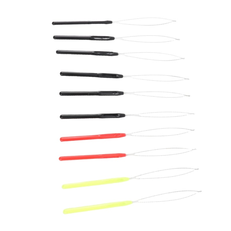 Hair Extension Loop Needle 10 Pieces Comfortable Nonslip Plastic Handle - Essential Micro Bead Tool for Feather Hair Installation Synthetic Real Hair Pre Bonding - Image 4