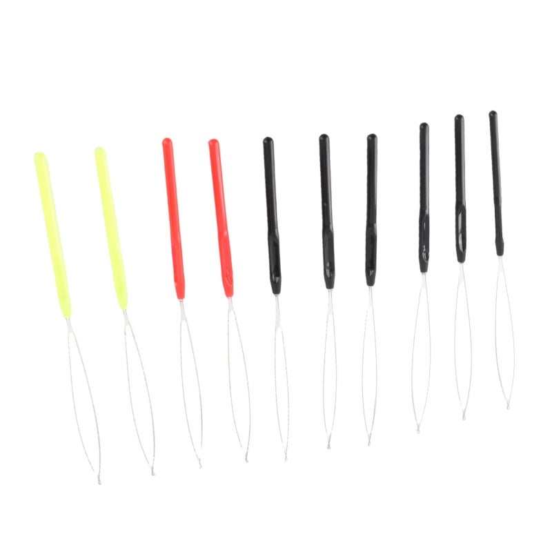 Hair Extension Loop Needle 10 Pieces Comfortable Nonslip Plastic Handle - Essential Micro Bead Tool for Feather Hair Installation Synthetic Real Hair Pre Bonding - Image 3