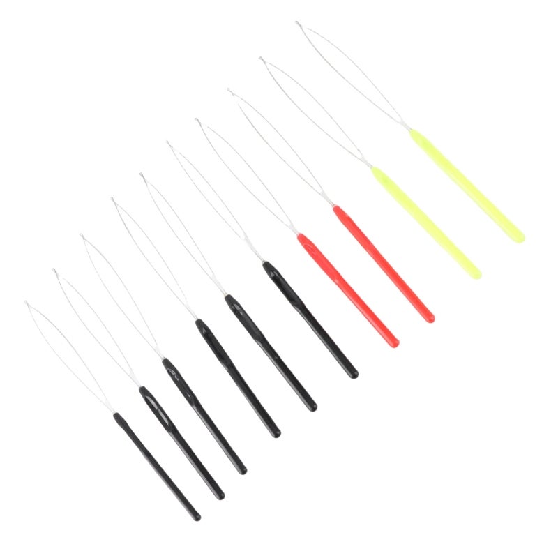 Hair Extension Loop Needle 10 Pieces Comfortable Nonslip Plastic Handle - Essential Micro Bead Tool for Feather Hair Installation Synthetic Real Hair Pre Bonding - Image 2