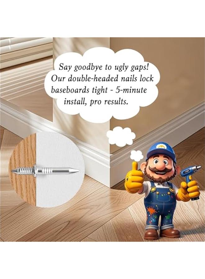 Arabest 300-Pack Double Headed Skirting Nails with 3 Sleeve Tool - Invisible Double-Headed Nails Screws for Seamless Wood & MDF Baseboard Installation (Traceless Trim Nails)  - Image 5