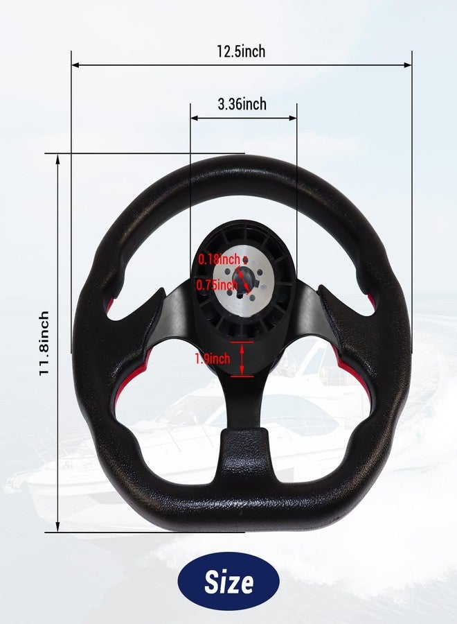 LOSCHEN Boat Steering Wheel Polyurethane Leather with 3/4" Axle Marine Steering Wheel Adapter for Marine Boats,Vessels,Yachts,Pontoons Boat-Red - Image 4