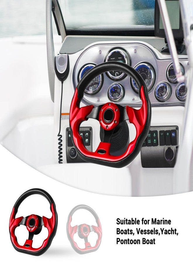 LOSCHEN Boat Steering Wheel Polyurethane Leather with 3/4" Axle Marine Steering Wheel Adapter for Marine Boats,Vessels,Yachts,Pontoons Boat-Red - Image 5