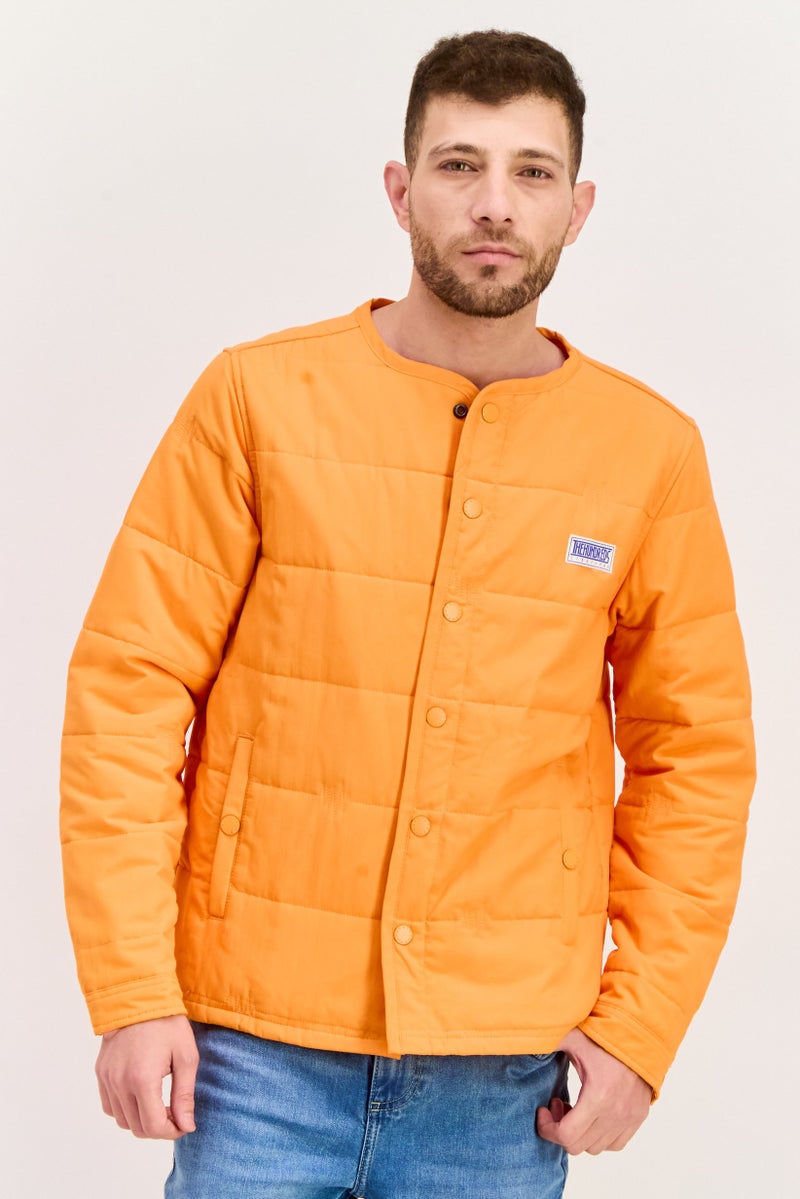 The Hundreds جاكيت بومبر للرجال بشعار العلامة التجارية، برتقالي - Image 1