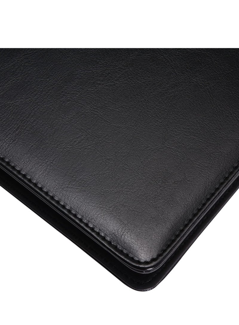 Professional Leather Padfolio with Clipboard & Document Sleeve, A4 Size Business Portfolio Case for Office & Conference, Includes Card Holders & Calculator, Black - Image 4