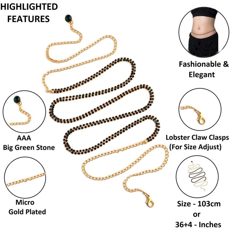 VAMA Fashions kamarbandh western hip waist Belly chain ottiyanam aranjanam for lehanga kamarpatta for women - Image 3