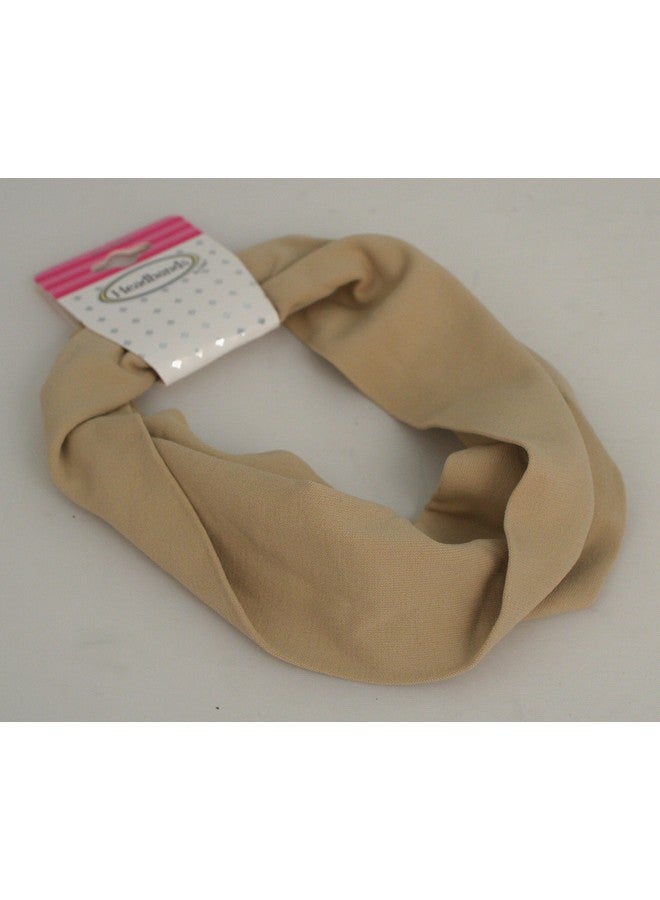 Mia Basic Cloth Headband Hair Accessory Made In Italy Solid Light Brown Beige Camel 2 Inches Wide For Women Girls Athletes 1Pc - Image 3
