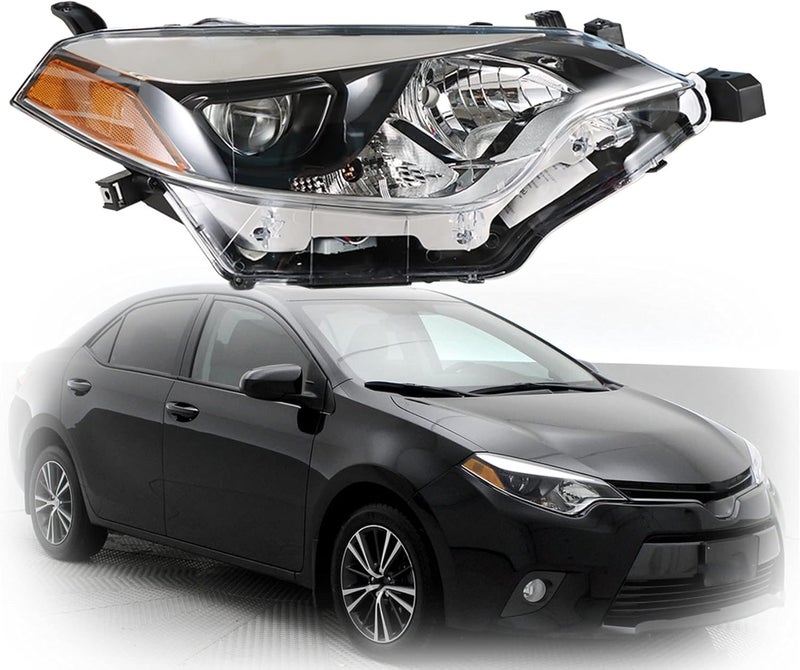 munirater 8111002E60 Black Right Front Headlight with LED for 2014-2016 Toyota Corolla 4-Door Sedan - Image 1