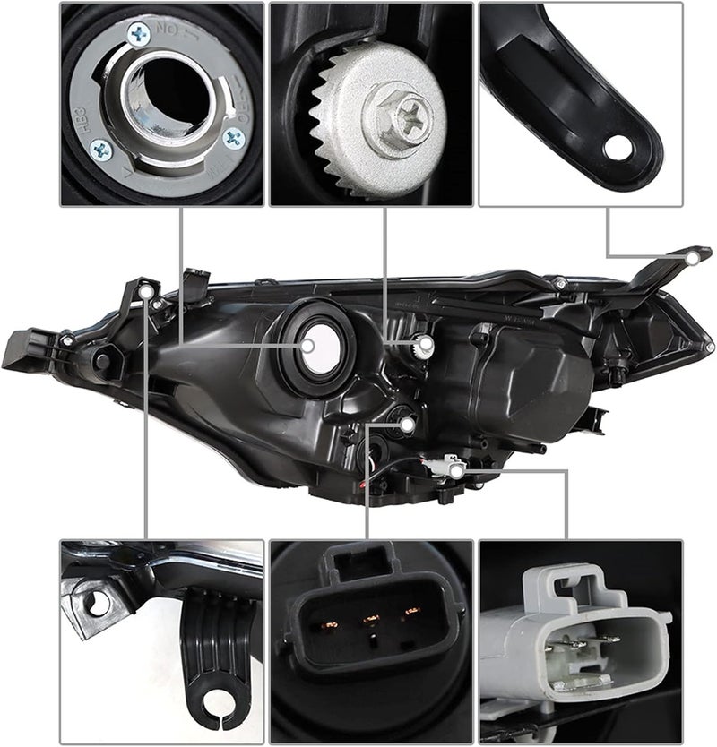 munirater 8111002E60 Black Right Front Headlight with LED for 2014-2016 Toyota Corolla 4-Door Sedan - Image 5