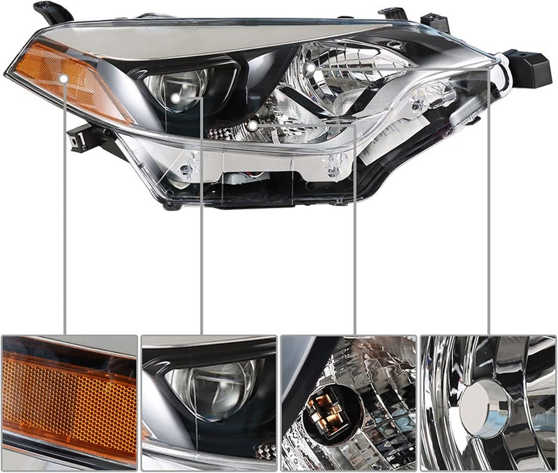 munirater 8111002E60 Black Right Front Headlight with LED for 2014-2016 Toyota Corolla 4-Door Sedan - Image 3