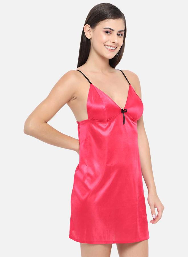 Take Two Solid V Neck Strappy Satin Babydoll By KLAMOTTEN - Image 4