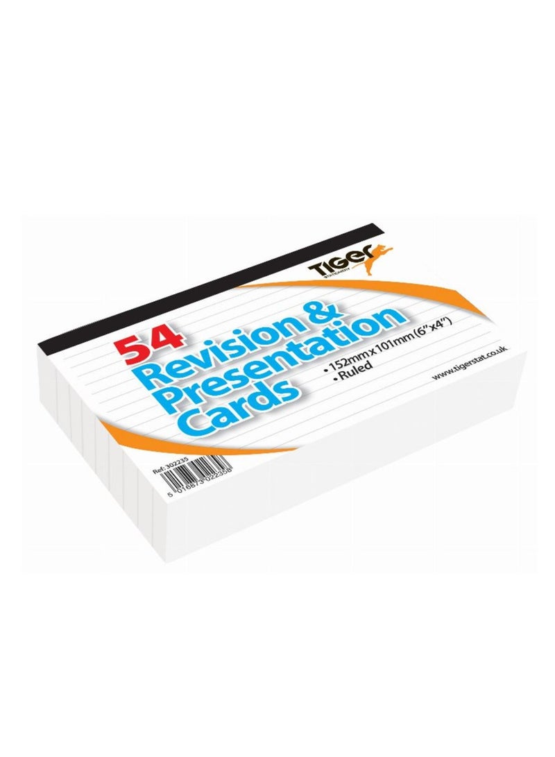 TIGER REVISION CARD RULED TOP BOUND WHT 6X4" 54 SHEET - Image 1