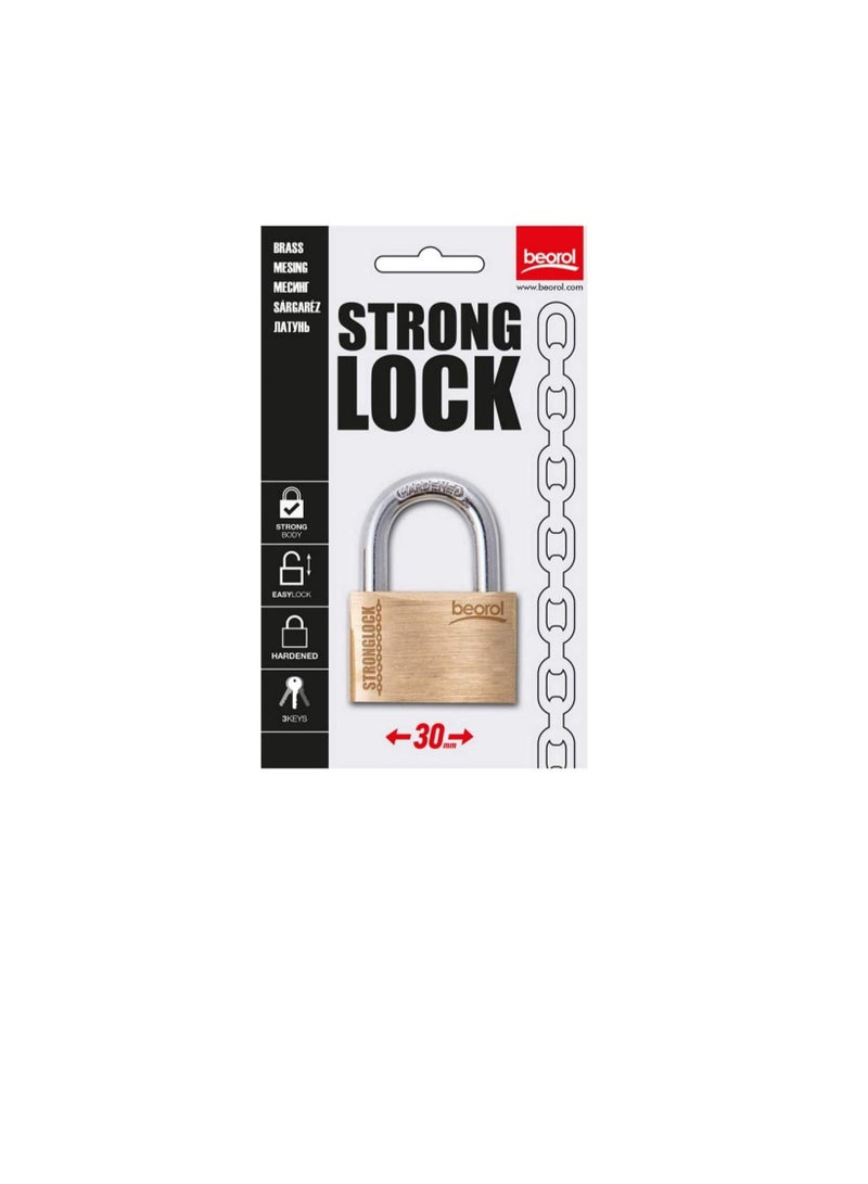 Beorol Beorol Light Duty Padlock with Full Brass Body (30mm)  - Image 1