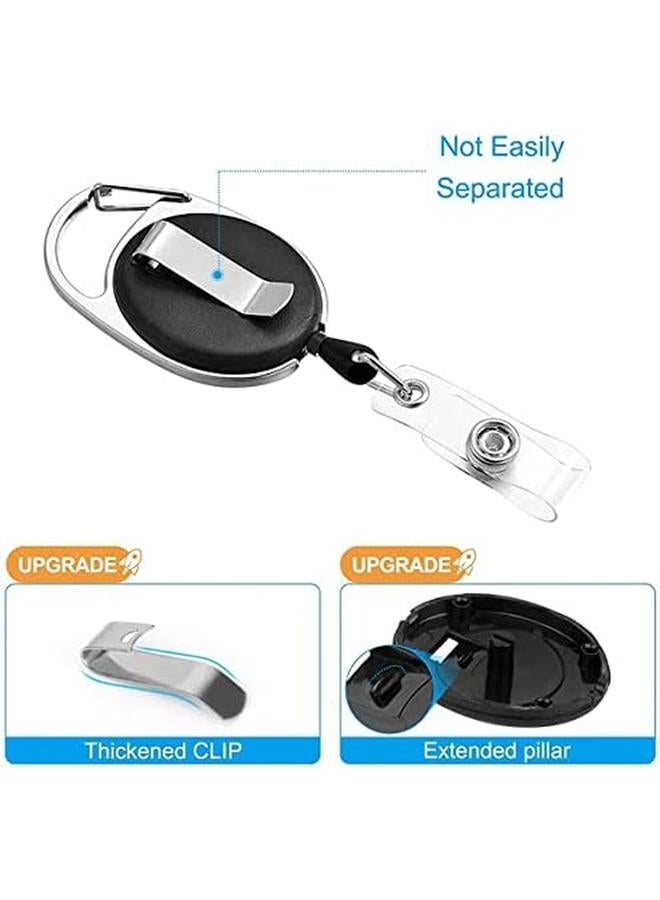 نالاندا حاملات شارات جلدية لبطاقات الهوية مع نافذة شفافة لبطاقة الهوية وحزام حبل للرقبة قابل للفصل وبكرة شارة قابلة للسحب وحاملات بطاقات الهوية وشارات المكتب ومجموعة إكسسوارات باللون الأسود - Image 3