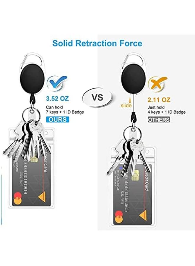 نالاندا حاملات شارات جلدية لبطاقات الهوية مع نافذة شفافة لبطاقة الهوية وحزام حبل للرقبة قابل للفصل وبكرة شارة قابلة للسحب وحاملات بطاقات الهوية وشارات المكتب ومجموعة إكسسوارات باللون الأسود - Image 4