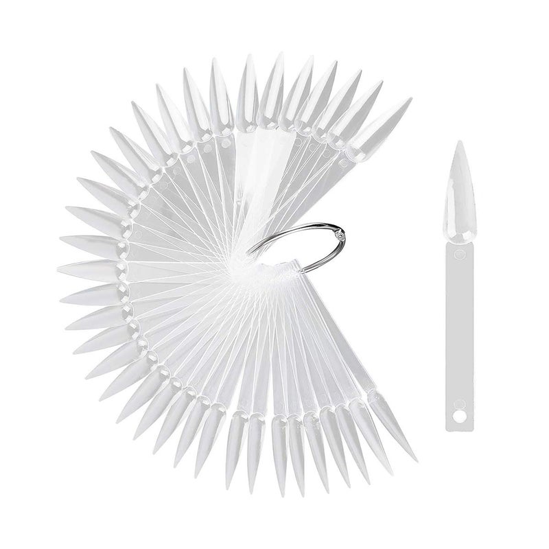 200pcs GOGOONLY Nail Display Sticks Transparent Stiletto Tips Nail Art Display Chart Fan Board Acrylic False Tips Practice Tool Nail Polish Sample Color Showcase With Ring 200 pcs Clear