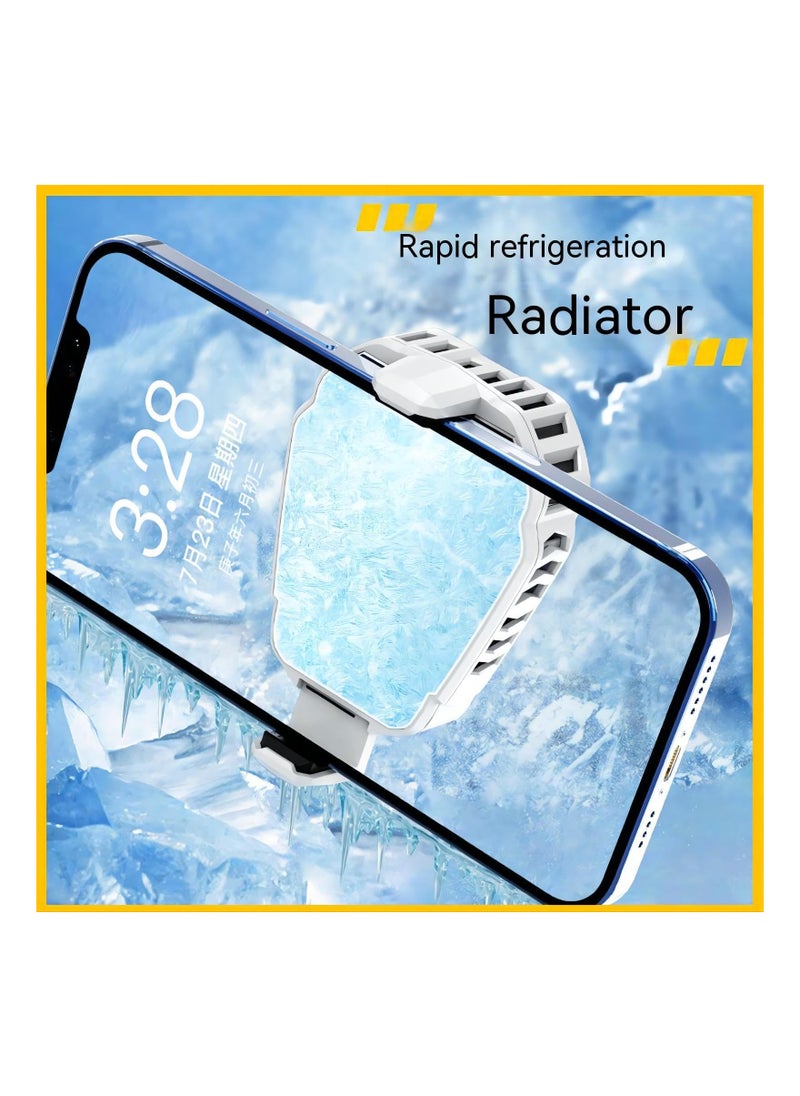 Generic - Mobile Phone Cooler for iPhone & Android Smartphones - Enhance Gaming with Fast Cooling, Turbo Blades, Colorful Ambient Lights, Compatible with 2.6-3.27 Inch Devices (White) - 1 Pack - Image 1