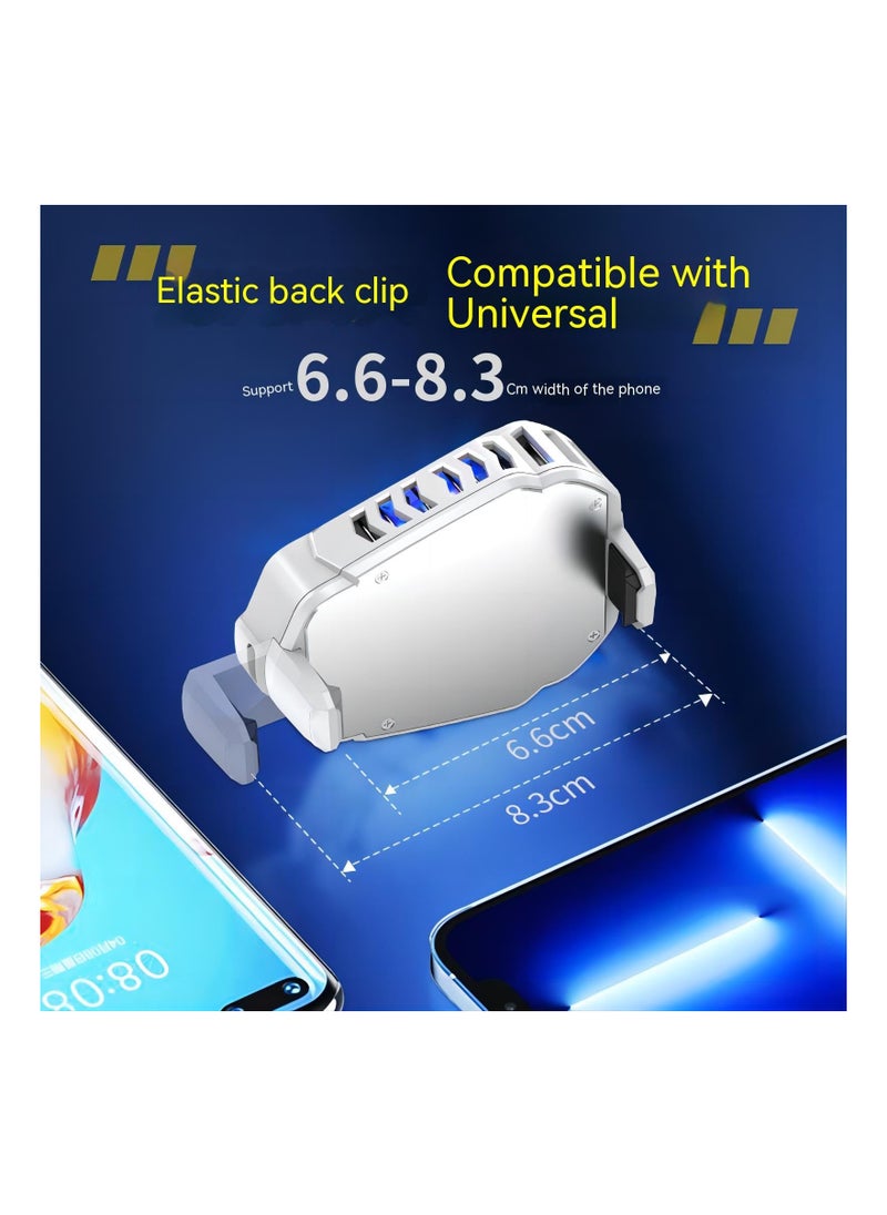 Generic - Mobile Phone Cooler for iPhone & Android Smartphones - Enhance Gaming with Fast Cooling, Turbo Blades, Colorful Ambient Lights, Compatible with 2.6-3.27 Inch Devices (White) - 1 Pack - Image 1