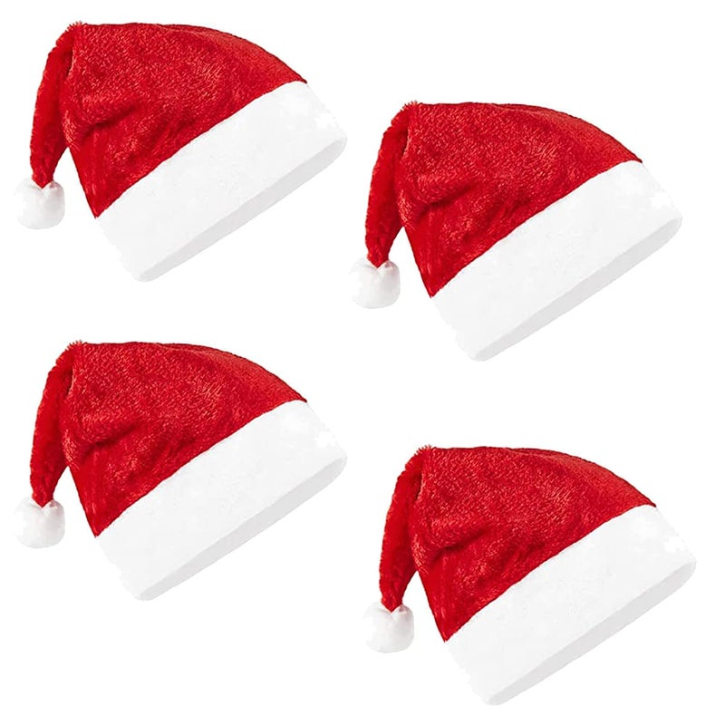 Partunay 4 Pcs Good Velvet Christmas Cap Santa Claus Cap Christmas Xmas Party Cap Santa Cap For Christmas Party Celebrations Props Christmas Santa Hat