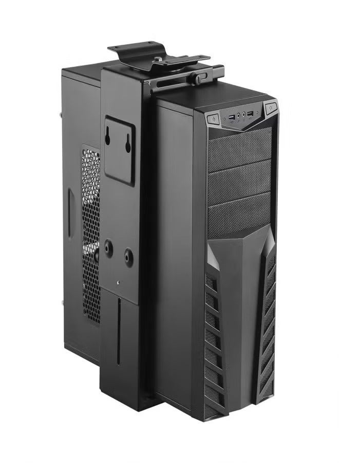 Skill Tech SH CP6 Universal Adjustable Under-Desk/Wall CPU Mount, Height Range 300–533mm, 10kg Load Capacity – Black - Image 1