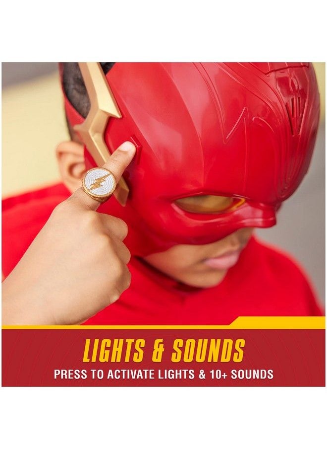 DC Comics The Flash Hero Set Iconic Mask With Visor And Ring 10+ Unique Sounds And Lights The Flash Kids Roleplay Costume For Boys And Girls Batteries Included Ages 4 And Up  - Image 4