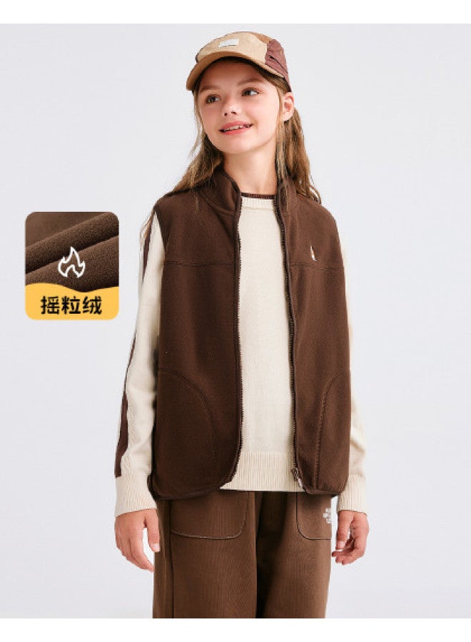 Hush Puppies Neutral Style Men's, Women's And Children's 2025 New Autumn And Winter Fleece Vest Children's Warm Inner Wear Vest Jacket - Image 1