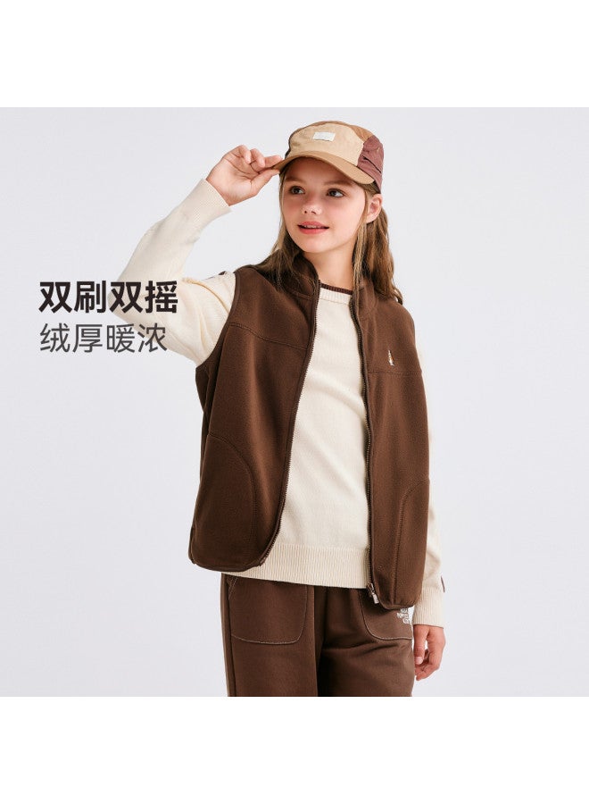 Hush Puppies Neutral Style Men's, Women's And Children's 2025 New Autumn And Winter Fleece Vest Children's Warm Inner Wear Vest Jacket - Image 3