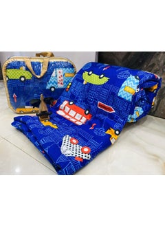 AMAZING HOME DECORATE AMAZING HOME DECORATE Super Soft Single Bed Cartoon Printed Microfiber Children Baby Kids Glace Cotton Comforter Size 60 X 90 Inches Kids QuiltBlanketDuvet Blue CAR 