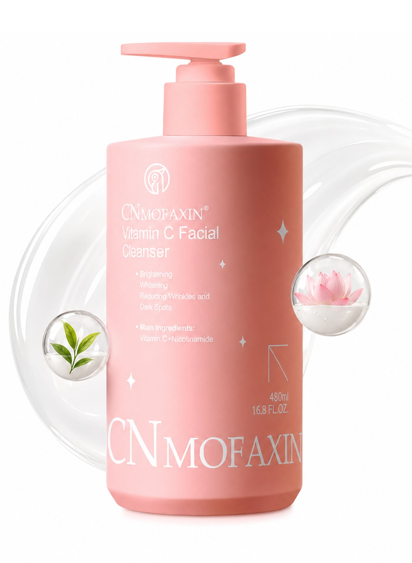 Vitamin C Facial Cleanser – Brightening Face Wash with Vitamin C, Niacinamide, & Centella Extract – Reduces Dark Spots & Wrinkles – Gently Cleanses & Removes Excess Oil (480ml)