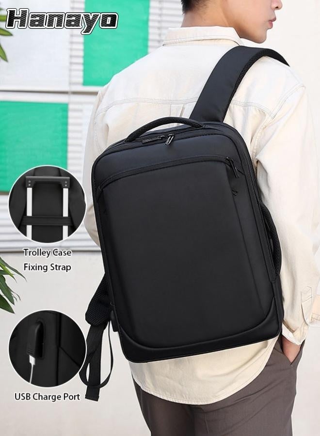 Hanayo Backpack Laptop Bag 15.6 Inch Waterproof Laptop Backpack Men Daily Business Office School Backpacks Computer Bag(Black) - Image 1