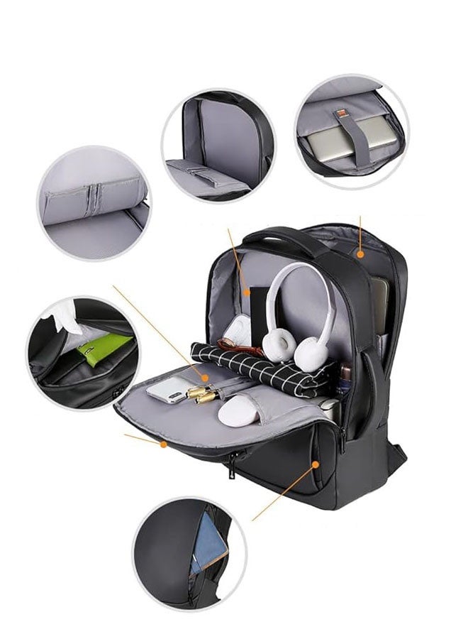 Hanayo Backpack Laptop Bag 15.6 Inch Waterproof Laptop Backpack Men Daily Business Office School Backpacks Computer Bag(Black) - Image 4
