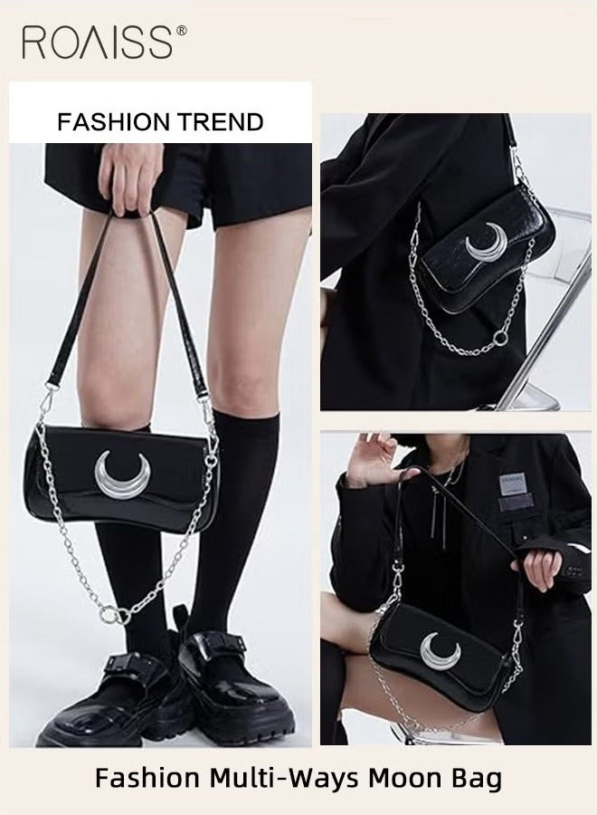 Canway Moon Shaped Lock Buckle Shoulder Bag for Women High End Exquisit Unique Chain Shoulder Strap Detachable Crossbody Bag Premium Textures Wear Resistant Leather Handbag - Image 5