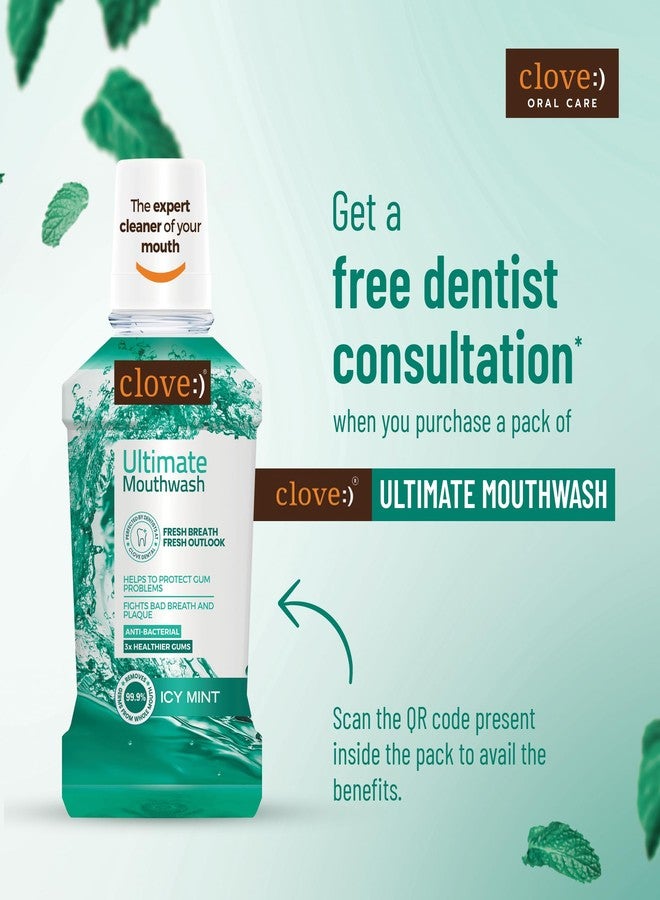 CLOVE غسول فم كلوف المطهر بالنعناع البارد، استشارة طبية مجانية مع كل عبوة، يقضي على 99.0% من الجراثيم ويمنع رائحة الفم الكريهة، 250 مل - Image 3