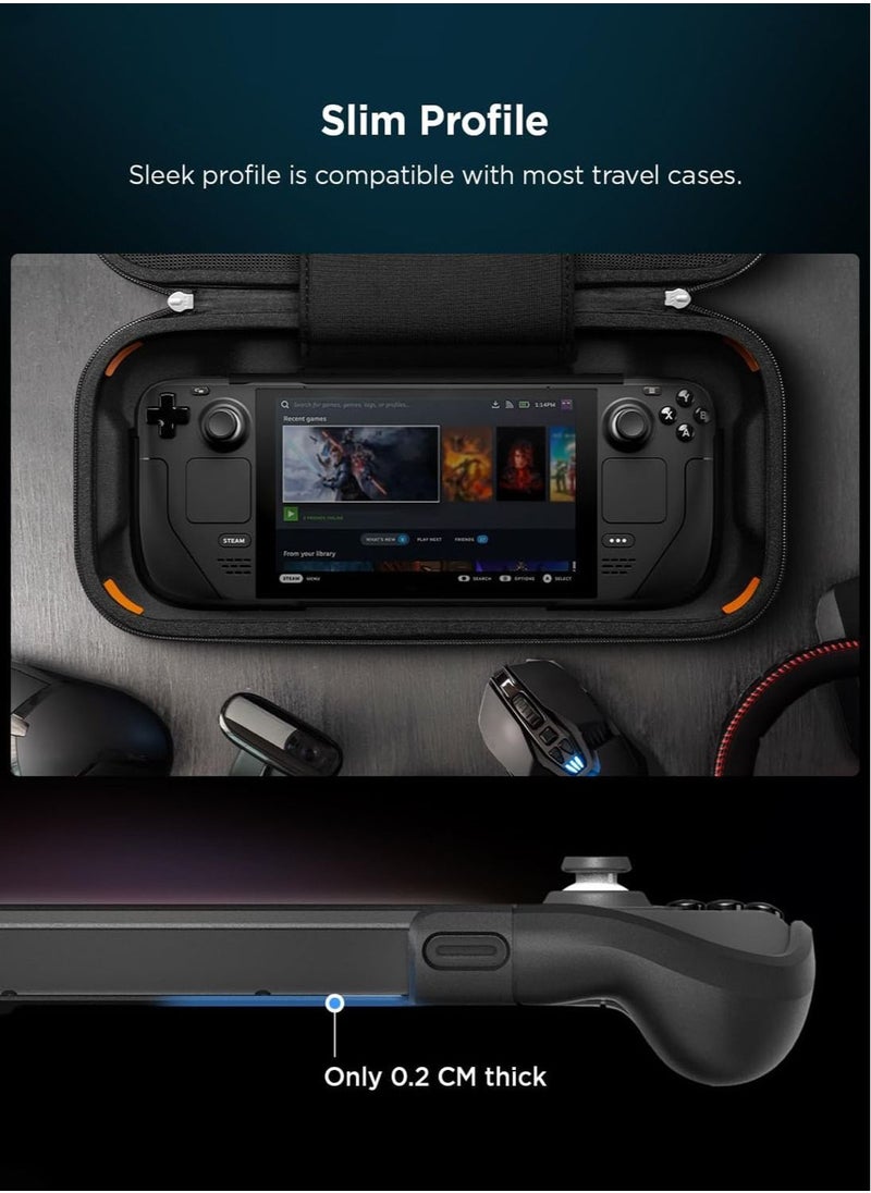 Spigen - Thin Fit Pro Protective Steam Deck Case with Kickstand for Steam Deck Case TPU & PC Cover with Shock-Absorption Anti-Scratch Cover Protector Steam Deck Accessories - Black - Image 1
