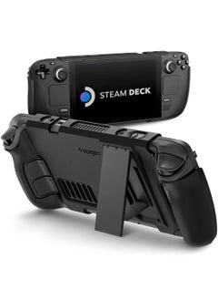 Thin Fit Pro Protective Steam Deck Case with Kickstand for Steam Deck Case TPU & PC Cover with Shock-Absorption Anti-Scratch Cover Protector Steam Deck Accessories - Black