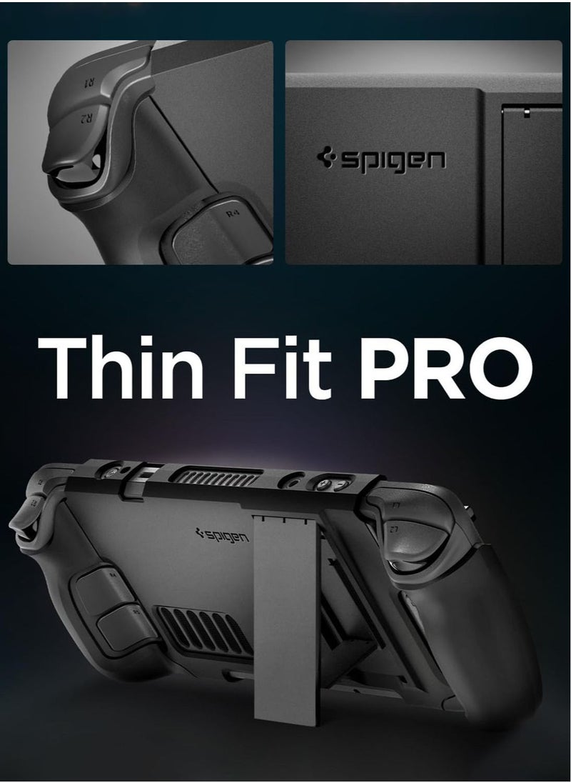 Spigen - Thin Fit Pro Protective Steam Deck Case with Kickstand for Steam Deck Case TPU & PC Cover with Shock-Absorption Anti-Scratch Cover Protector Steam Deck Accessories - Black - Image 1